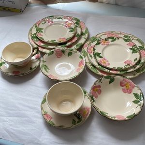 12pc Desert Rose Dishes, 2each, dinner, 8”, 6”, cups, saucers, sm bowls
